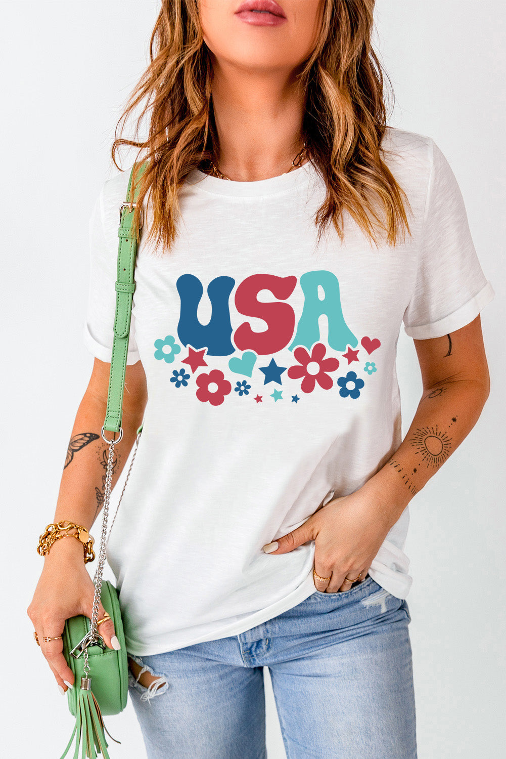 USA Round Neck Short Sleeve T-Shirt USA Round Neck Short Sleeve T-Shirt